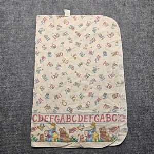 Vintage Gerber Always Baby Alphabet Animal Receiving Blanket Cream 26x30
